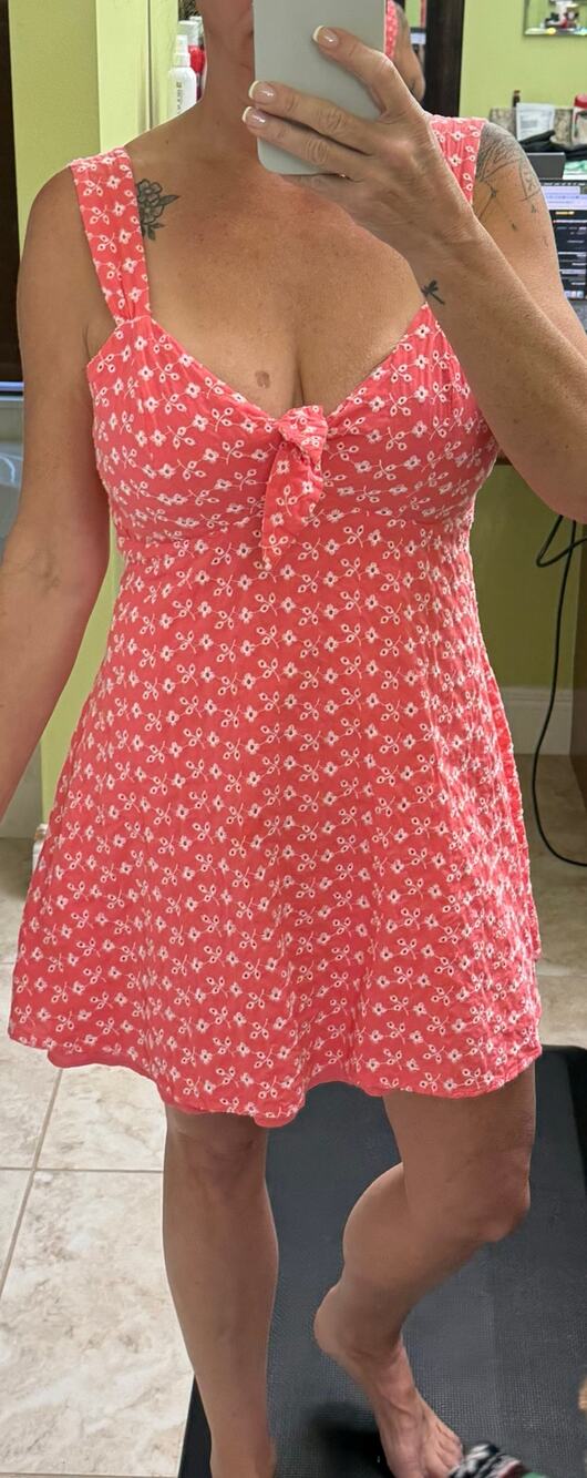 Blue Rain Francesca's pink eyelet dress fit n flare mini Med